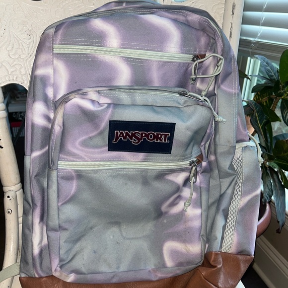 JanSport Gray and Purple iridescent women’s Backpack - Picture 1 of 2